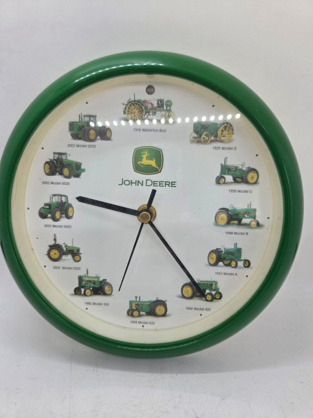 VTG John Deere Collectible Wall Clock Tractors Sounds 8" Battery works